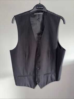 Vintage Mexx Men's Pinstripe Dress Vest - Black